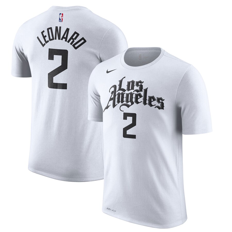 Men 2020 NBA Nike Kawhi Leonard LA Clippers White 201920 City Edition Name Number TShirt.